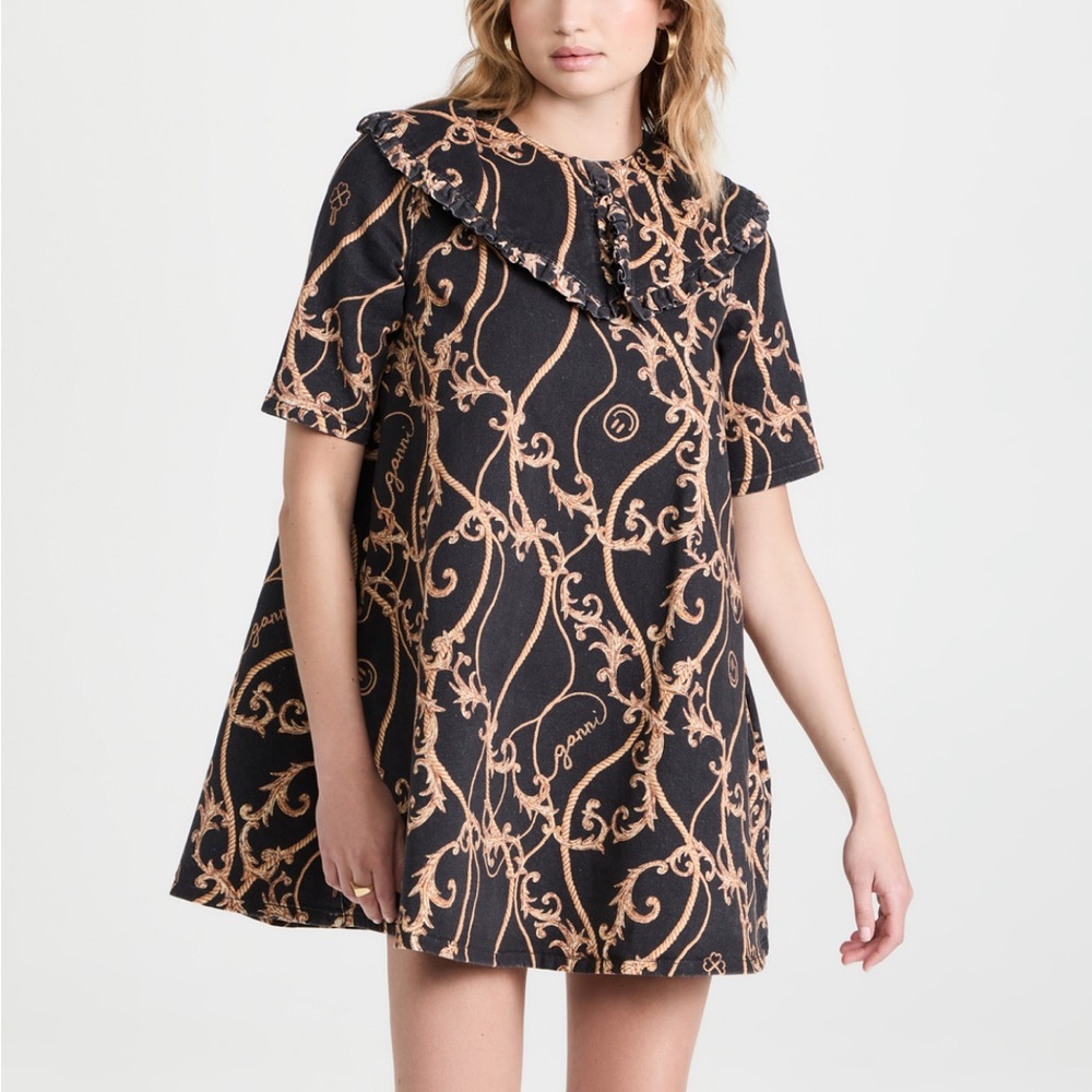 GANNI: Print Mini Denim Dress